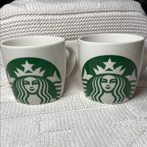 Starbucks Green and White Ceramic Mugs